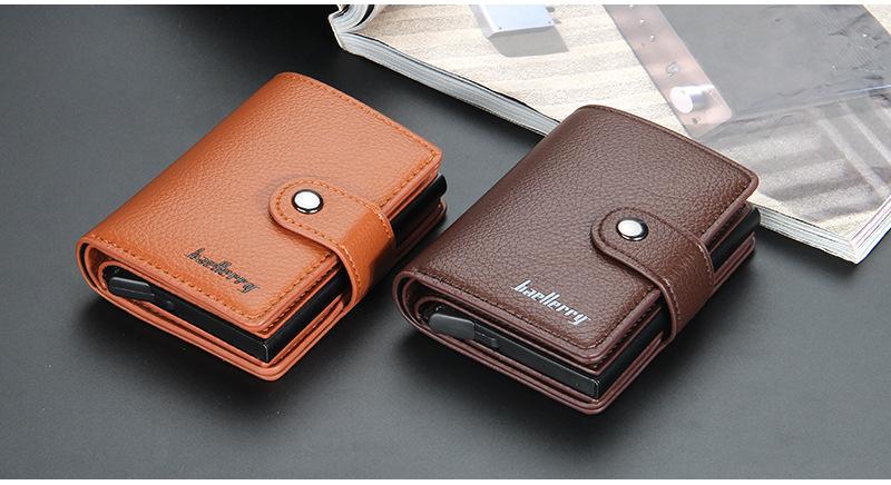 Product Introduction of Men's Card Holder in European and American Style with Lychee Pattern, Automatic Pop-up Card Type Clasp Wallet, Metal Aluminum Box Card Sleeve 14
