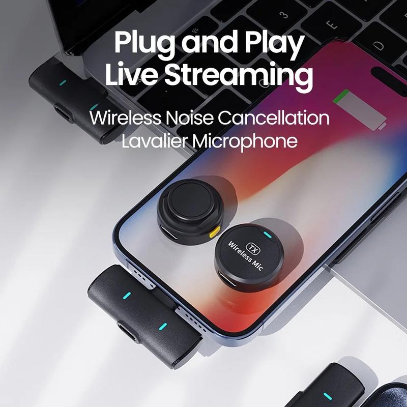 M1 wireless magnetic button microphone, compatible with iPhone, iPad, Type-C,for live streaming, interviews, Vlog recording, audio recording, portable mini microphone, plug and play noise reduction 3