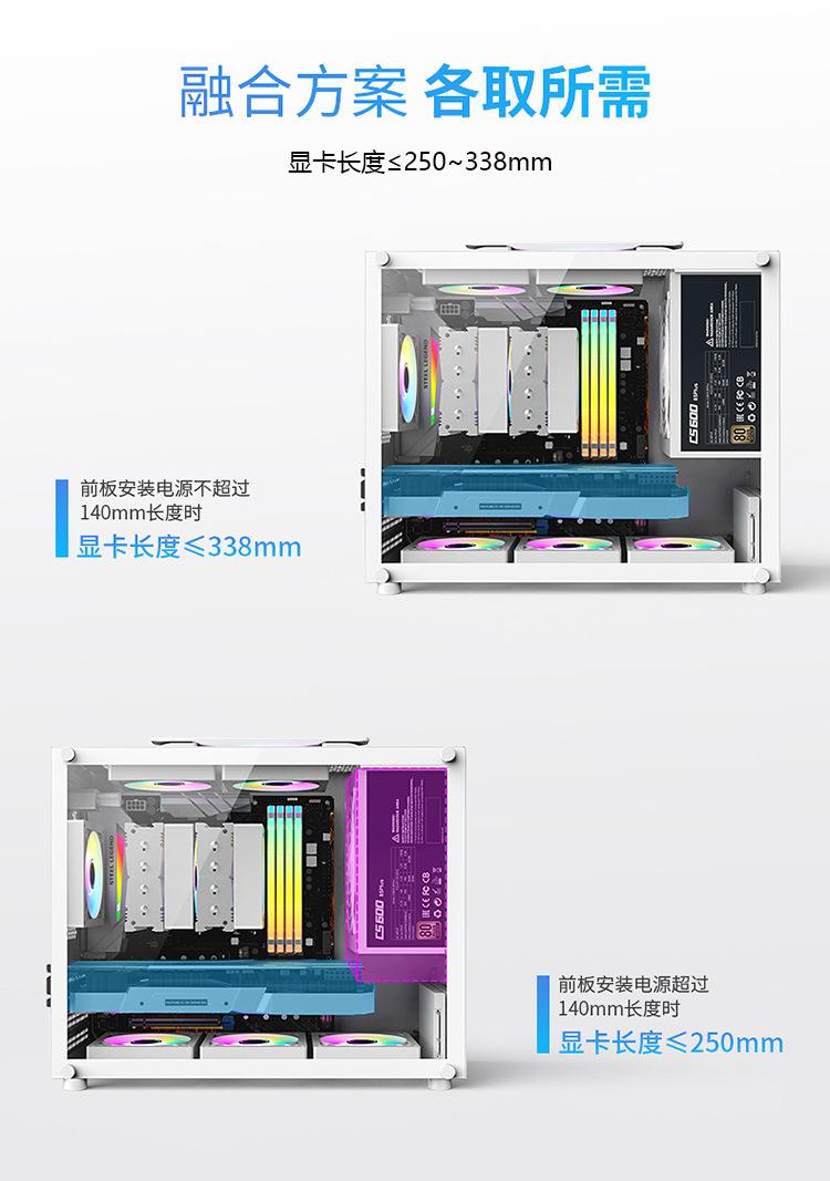Product Introduction of New Mini Convenient Portable Small Chassis MATX E-Sports Desktop Small Chassis Tempered Glass Side Transparent 4