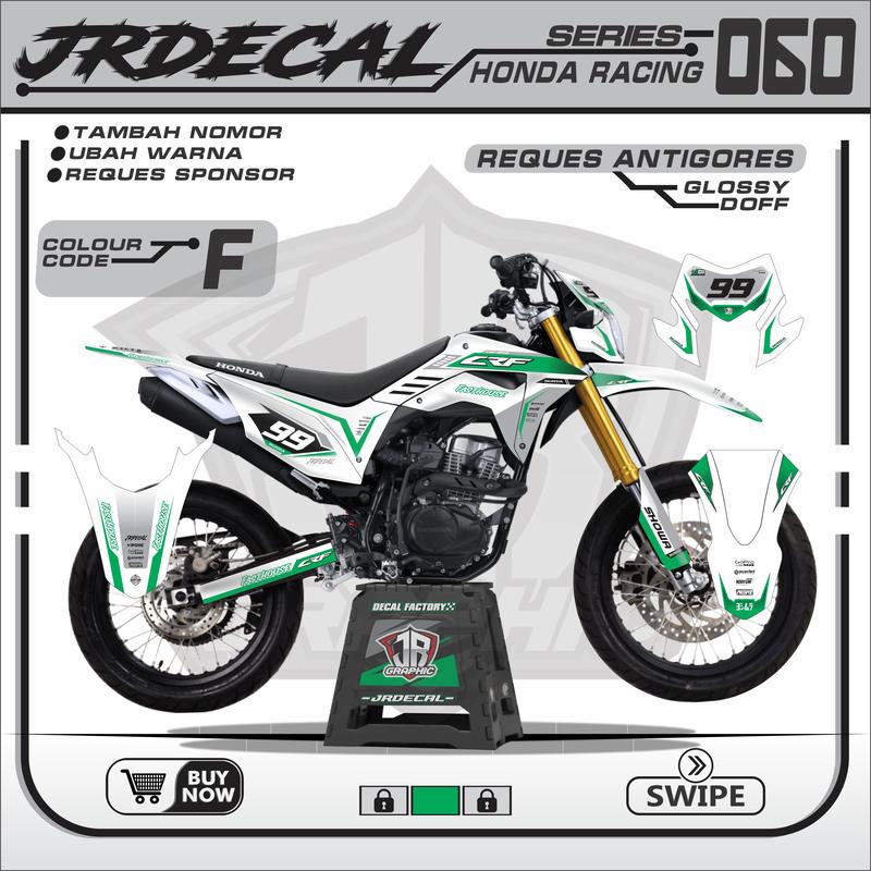 DECAL HONDA CRF 150L PUTIH SUPERMOTO FULL BODY KEREN MINIMALIS SIMPLE MURAH TERBARU VIRAL- CRF GANK PUTIH 060 Motor 6