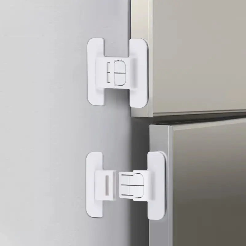 Refrigerator Door Closer, Baby-Proof Lock to Prevent Doors from Opening, Drawer Fixing Device with Automatic Lock, No-Drilling Solution to Keep Refrigerator Doors Securely Closed