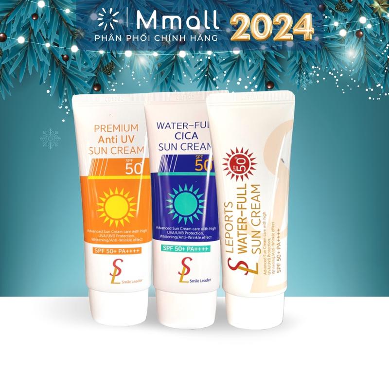 Kem chống nắng nâng tone SL Smile Leader Sunscreen SPF50 và KCN Sun Cream cho da dầu mụn SL Smile Leader Hàn Quốc 60ml