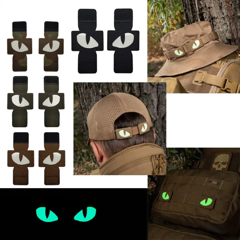 Cat Tiger Eyes Hook Fasteners Tactical Glow In Dark Combat Applique Patch For Hats Helmet Uniform Backpack