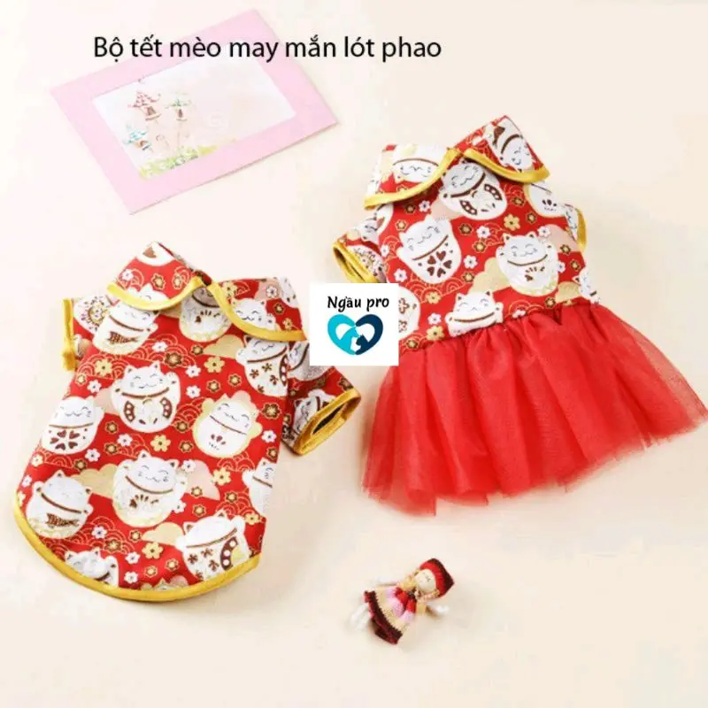 Áo Váy tết chó mèo đi chơi lễ hội, Quần áo thời trang cho thú cưng trình diễn catwalk 8
