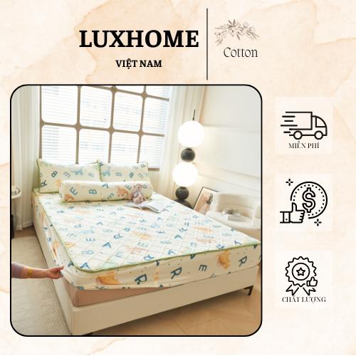 Bộ 4 Món Chất Cotton Đũi Chất Liệu Mềm Mát Thoáng Khí Kháng Khuẩn Tốt Hoa Văn Đẹp Mắt bộ chăn ga gối đệm thoáng khí Vietnam Thân thiện với làn da giặt máy mềm mại giặt máy king dệt phẳng làm mát ga gối bộ ga trần