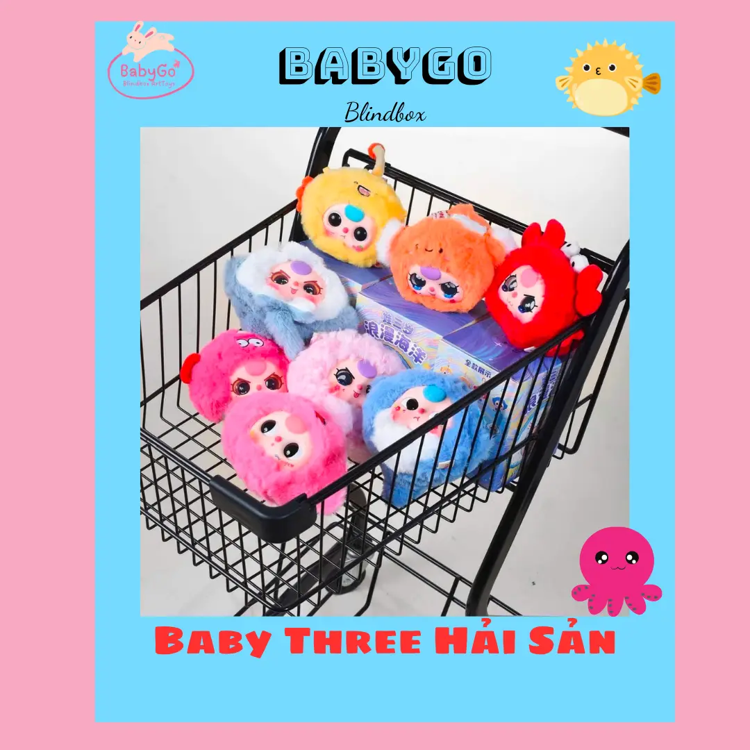 [Hàng Sẵn] Chinh Hãng Bé Ba Hải Sản | box Baby Three đại dương Ocean | Hộp Mù Ngẫu Nhiên | Móc Khoá Nhồi Bông