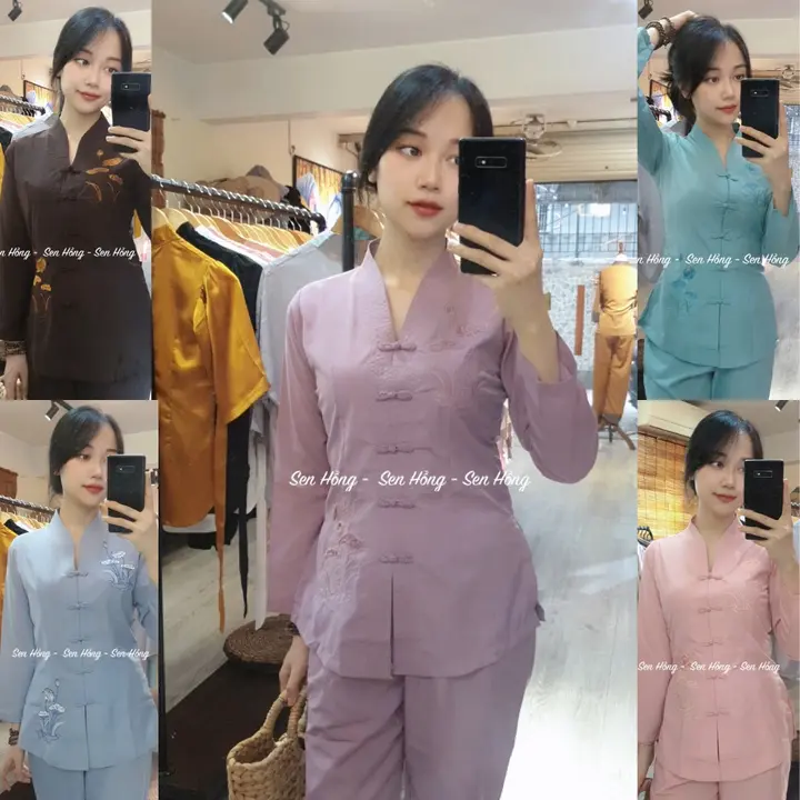 🌷🌷(bán lẻ giá sỉ) SET QUẦN ÁO PHẬT TỬ - QUẦN ÁO ĐI CHÙA - hình chụp tại shop Sen Hồng B4