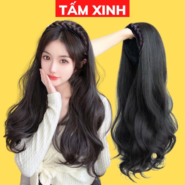  Bộ tóc giả nửa đầu có gắn bờm tóc giả KIỂU XOĂN SÓNG GẮN BỜM 