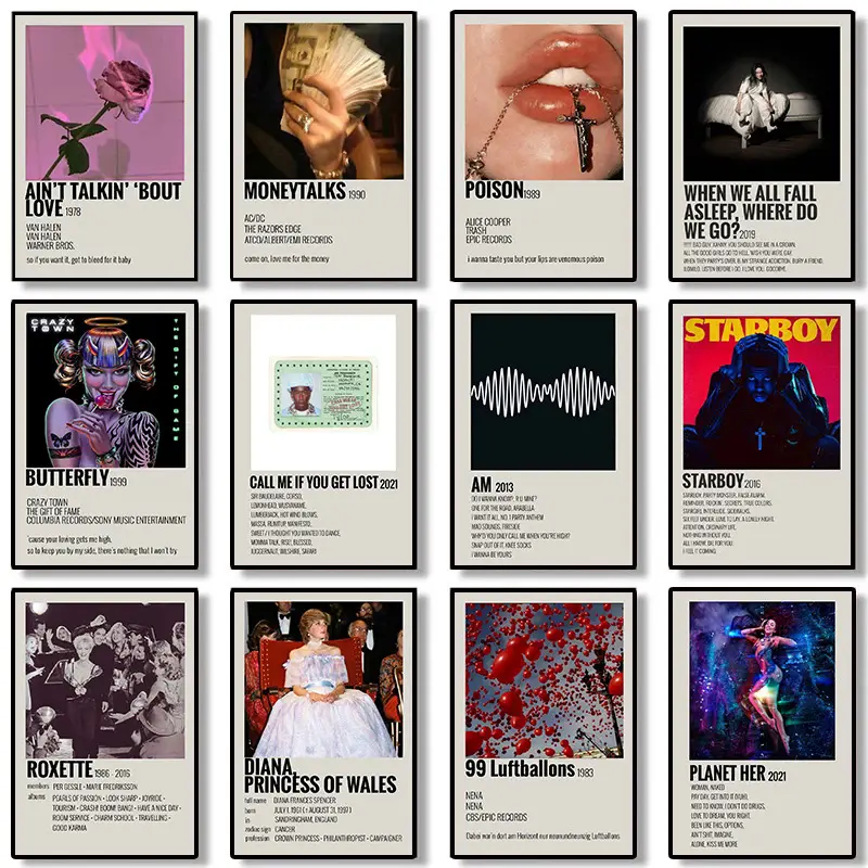 Poster Pancaragam Muzik Rancangan Filem TV Klasik, Gaya 80-an, Poster Dalaman Retro, Sesuai untuk Bar dan Kafe, Lukisan Hiasan Rumah, Lukisan Kanvas, Hiasan Seni Hidup