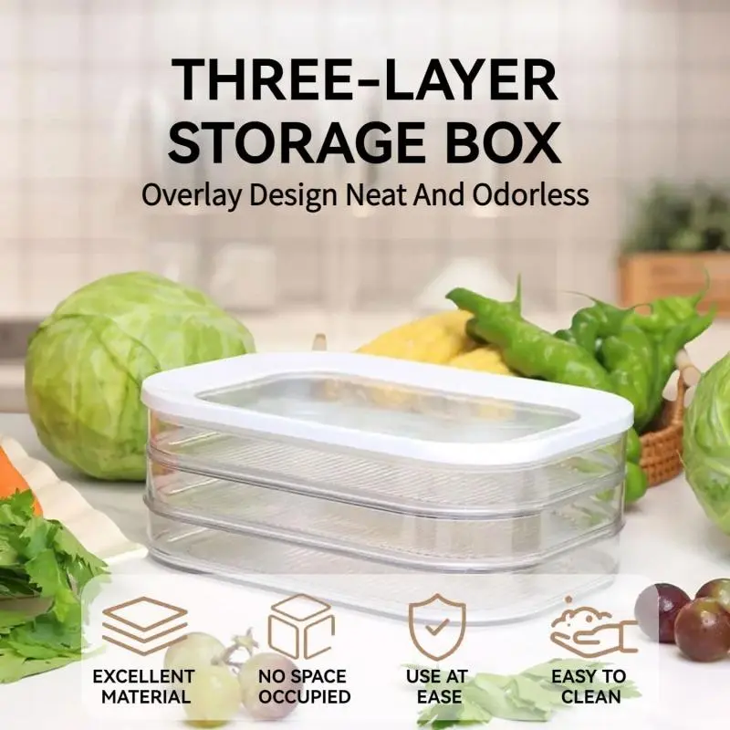 3 Layer Deli Meat Container, 1 Count Stackable Food Storage Box with Lid, Cold Cuts & Lunch Meat Organizer, Meal Prep Container for Cheese, Kitchen, Modern Kitchenware 4