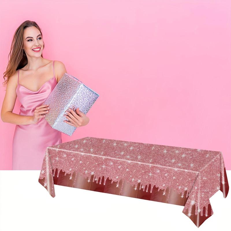 Birthday Party Tablecloth, Glitter Tablecloth, Party Decoration Supplies for Wedding Graduation Anniversary Indoor Outdoor, Ornaments 6