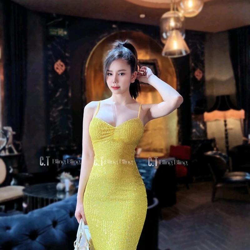Đầm Kim Sa 2S Đan Lưng Cúp Ngực Hách Dáng Sang Chảnh V14 Women Dress Kem 2