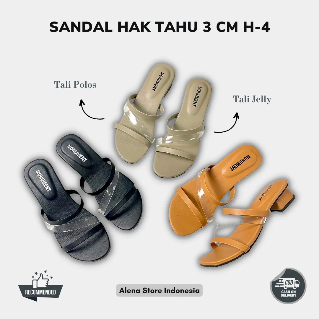 Sandal Wanita Hak Tahu 3cm Heel Tali Jelly Samping Alena H-4