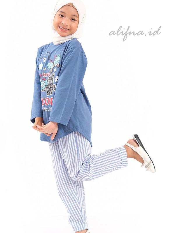 Setelan Anak Perempuan Kaos Katun Terbaru Kekinian usia 5 Sampai 14 Tahun alifna kids02 Baju Celana Fashion 3