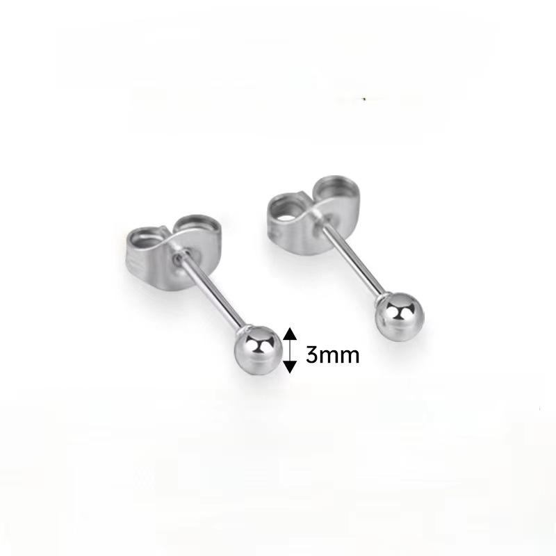 Bông Tai Đinh tán bóng, chất liệu thép titan và thép không gỉ, thiết kế bóng tròn Nhật Bản và Hàn Quốc, bông tai hình hạt đậu vàng, thích hợp cho nữ sinh, chốt tai, mạ điện chân không. 3