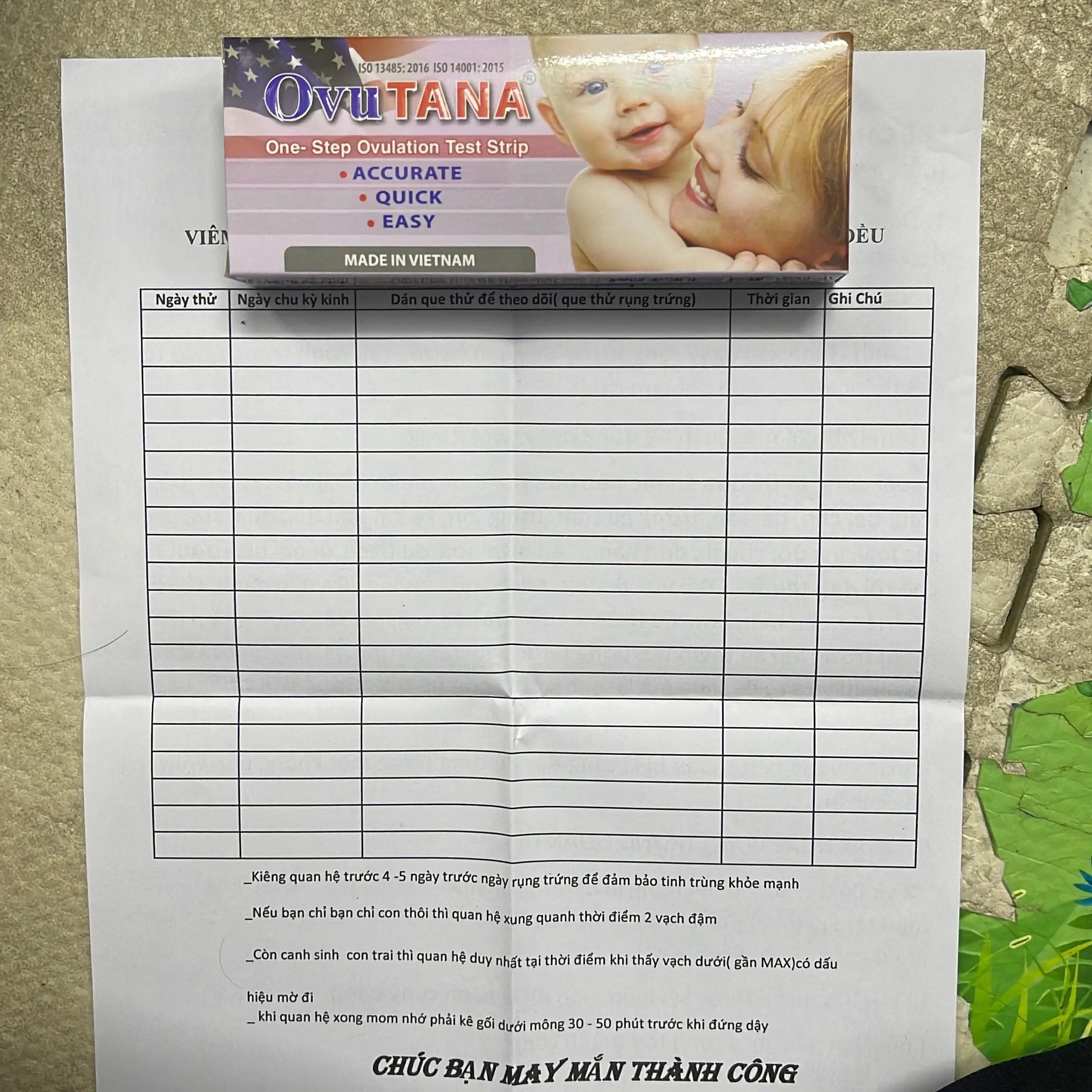 Combo hướng dẫn canh kèm bảng canh trứng,que test thử trứng ovutana 12 que 24 que và 10 que thử thai alisa  Phát hiện sớm