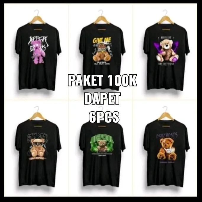 Kaos 100k 6 pcs Santai V-Neck