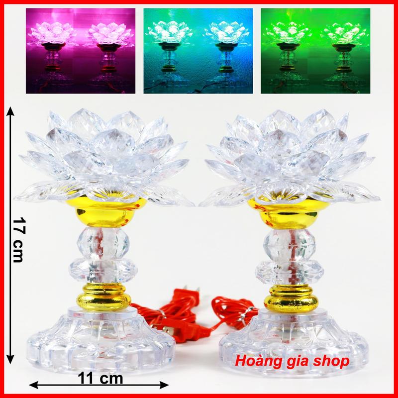 Giá 1 cặp Đèn thờ cúng hoa sen đổi 7 màu chất lượng ánh sáng cao trang trí bàn thờ tổ tiên bà thờ phật thần tài đèn bàn