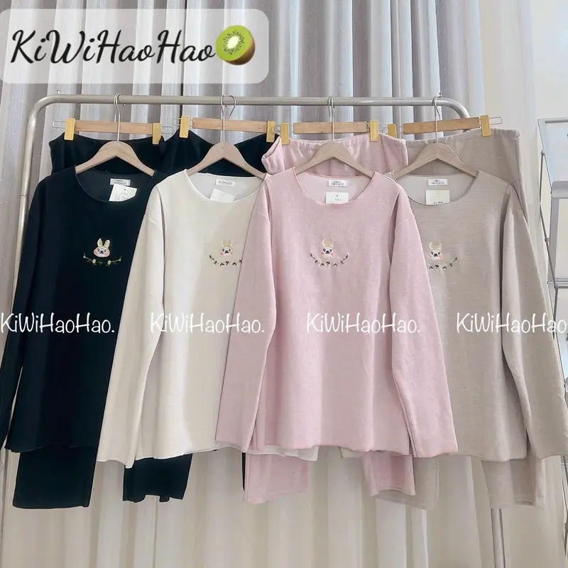 Bộ Đồ Bầu Mặc Nhà Thu Đông Tăm Len Thỏ Hottrend 0