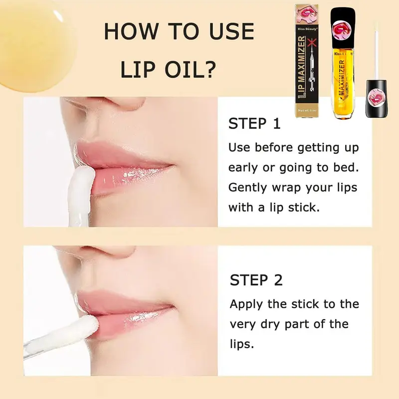 Long Lasting Lip Plumper Oil, 2 Counts/set Moisturizing Lip Plumper, Glossy Lip Glaze Stick, Plumping Lip Oil Lip Stick for Girls & Women 3