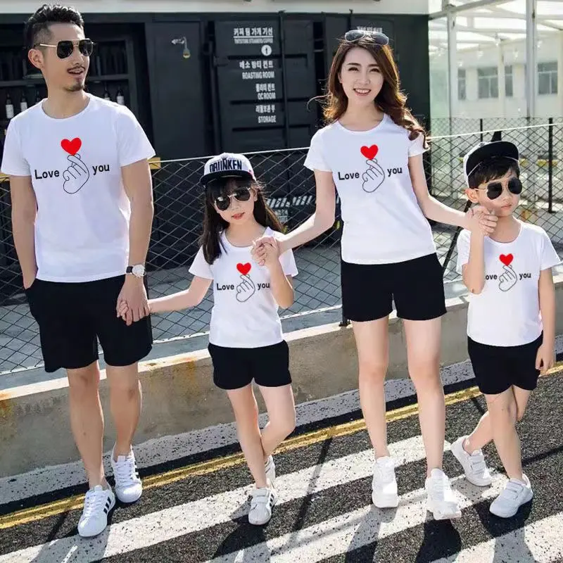 kaos keluarga fam loph you baju pasangan anak mama papa lengan pendek