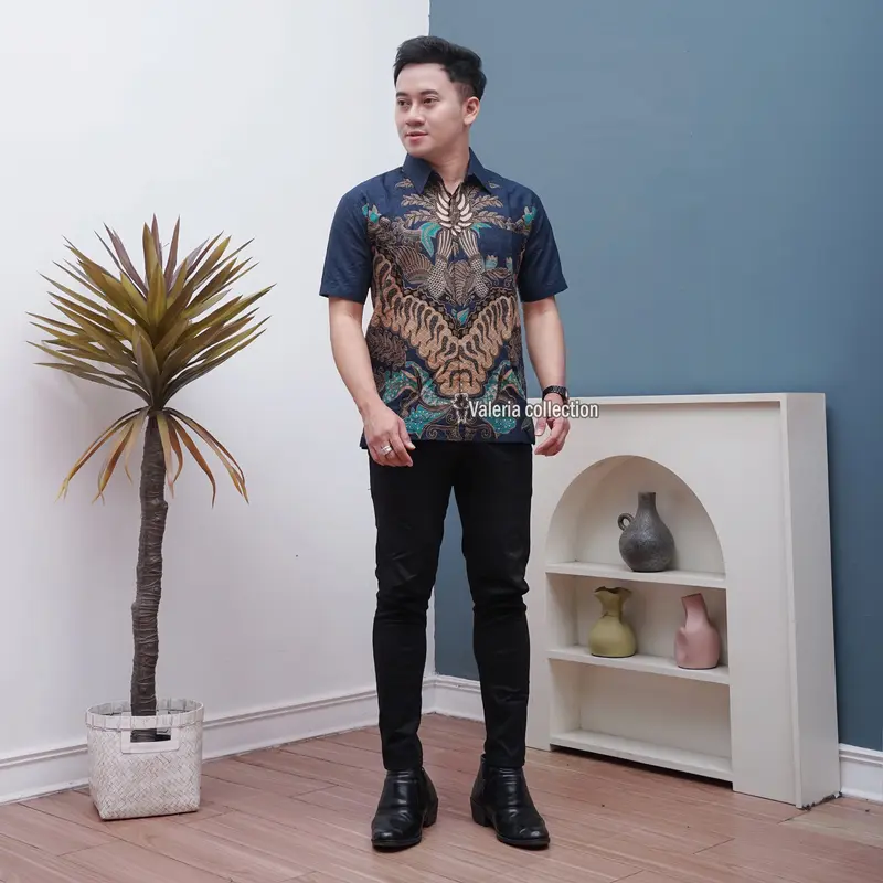 Baju Pasangan Couple Dress Brokat Pria Wanita Lengan Pendek Batik Katun Prima Kondangan Atasan 2