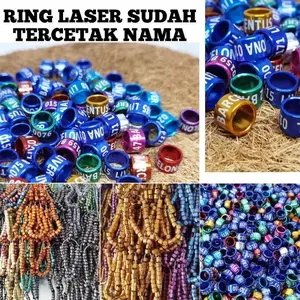 RING BURUNG SAMPLE MERPATI MURAI LOVEBIRD PERKUTUT KENARI SUDAH TERCETAK NAMA ....