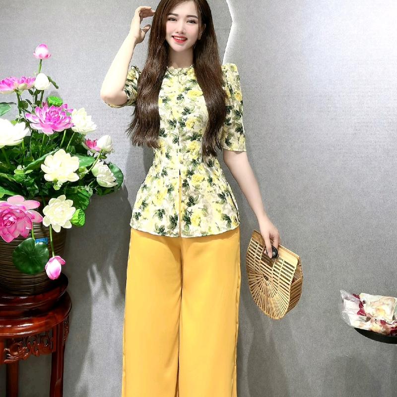 bộ bà ba lụa mengo tay phồng quần lưng bảng có túi, có bán áo lẻ Polo 5