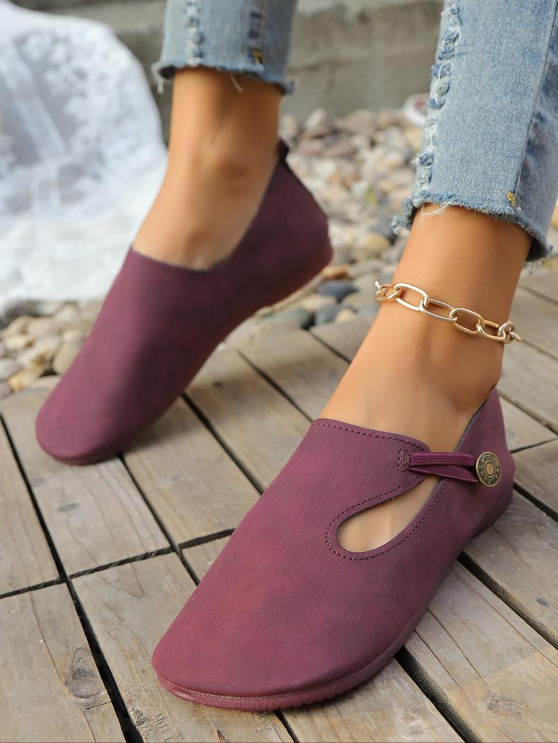 Product Introduction of Women's Fashionable Solid Color Flat Shoes, Casual Comfortable Breathable Slip on Shoes for Daily Wear, Lightweight Breathable Brown Shoes for All Seasons 9