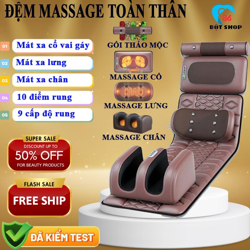 [BH 12 Tháng] Đệm massage toàn thân đa năng, Ghế massage hồng ngoại có kèm gối thảo mộc và massage chân, nệm massage toàn thân, thảm mát xa