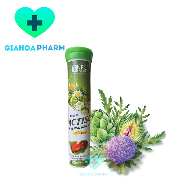 Viên sủi Actiso Râu Ngô Rau Má mát gan lợi mật giúp thanh nhiệt giải độc bảo vệ tế bào gan bổ sung vitamin PP B C
