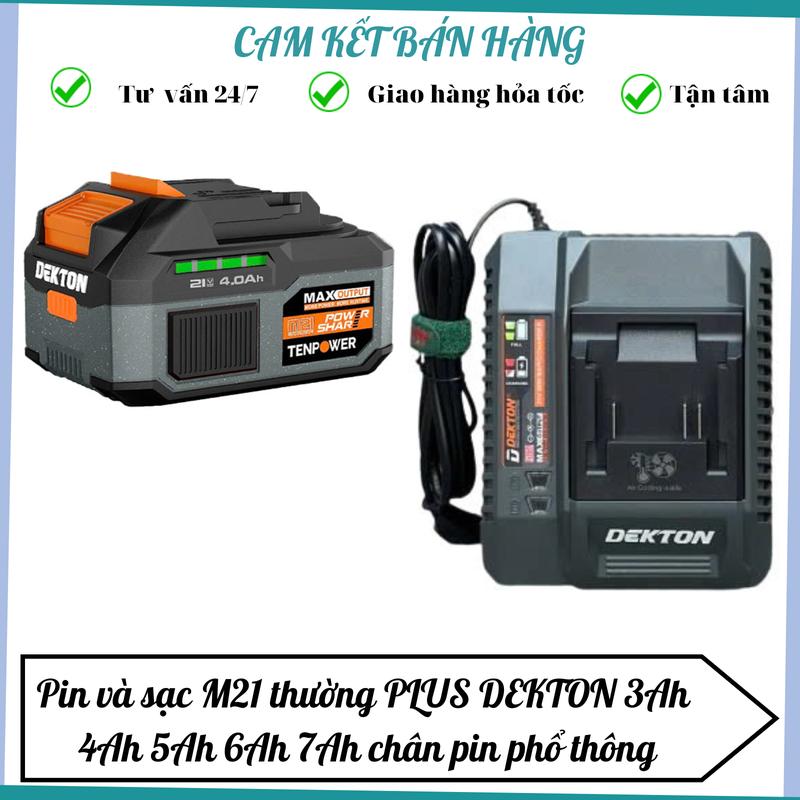 Combo Pin và Sạc ( có lẻ ) DEKTON M21 thường PLUS 3Ah 4ah 5ah 6ah 7ah Chân pin phổ thông , dòng xã cao