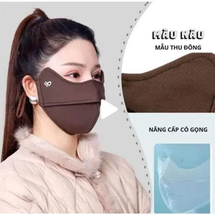COMBO 3 CHIẾC Khẩu Trang 5D Vải Kháng Khuẩn Đẹp Dày 3 Lớp Chống Nắng Chống Tia UV Giữ Ấm Điều Chỉnh Đước Dây Đeo 6