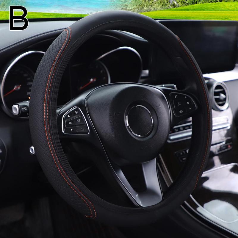 Product Introduction of Anti Slip Auto Decoration PU Leather Steering Covers 37-38cm Diameter Car Wheel Steering M1N2 58