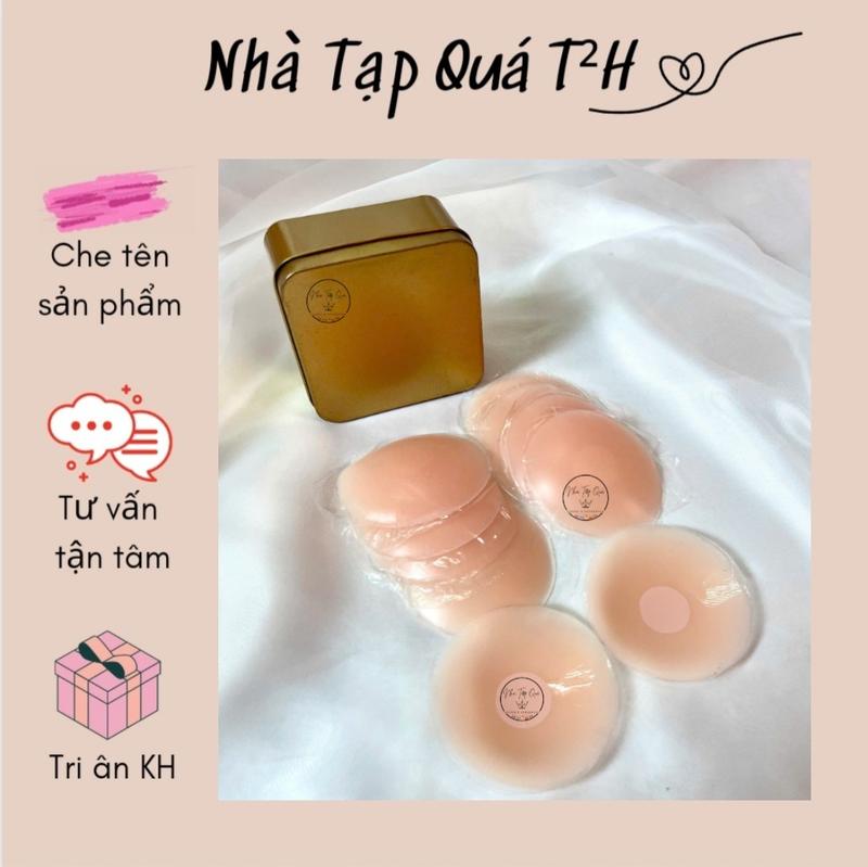 Product Introduction of (Có che tên) Hộp vuông vàng 10 miếng dán ti silicon cao cấp siêu dính siêu bám chắc tái sử dụng được nhiều lần Nữ Bra Kem 1