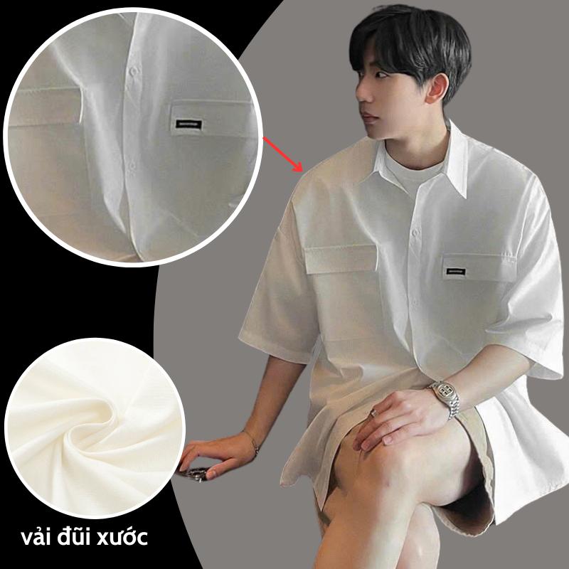 Áo sơ mi nam big size LẠC LẠC FFICIAL , sơ mi nam tay ngắn ,vải lụa mango form rộng , có size 100kg 5