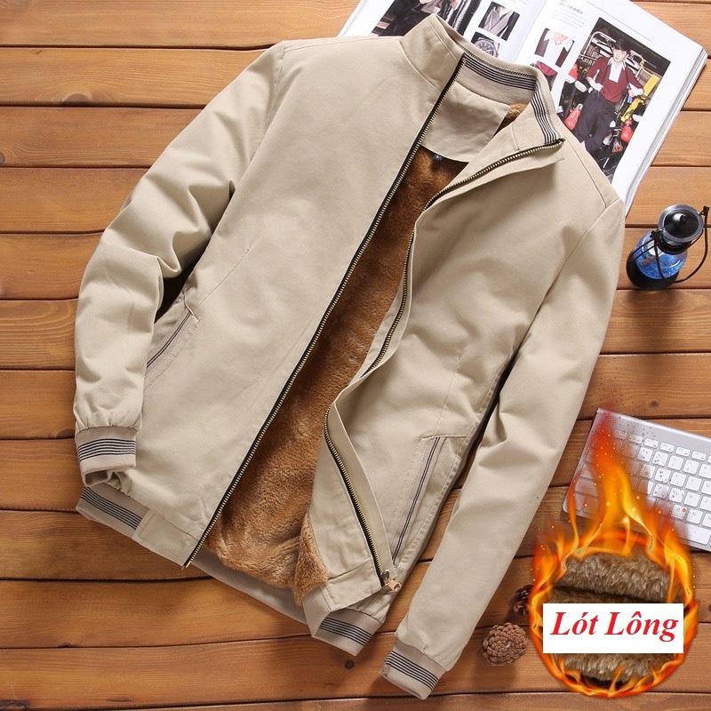 Áo khoác KAKI nam, lót lông giữ ấm cực tốt, kiểu dáng thời trang đơn giản Menswear Dài Tay