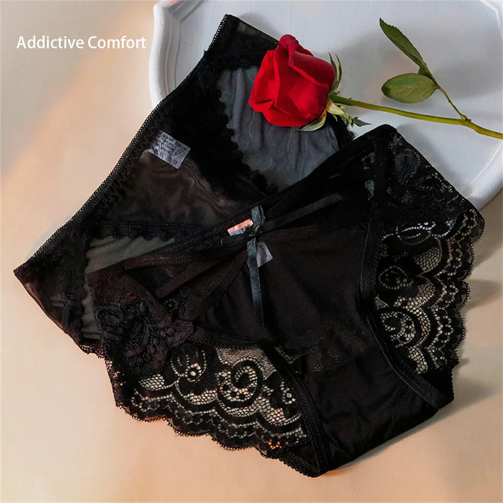 Quần Lót Màu Đen, M-XL, Gợi Cảm Và Mỏng, Với Ren Và Lưới, Trong Suốt Và Rỗng, Quần Lót Không Đường May, Thân Thiện Với Làn Da Và Thoáng Khí, Đồ Lót Nữ Women