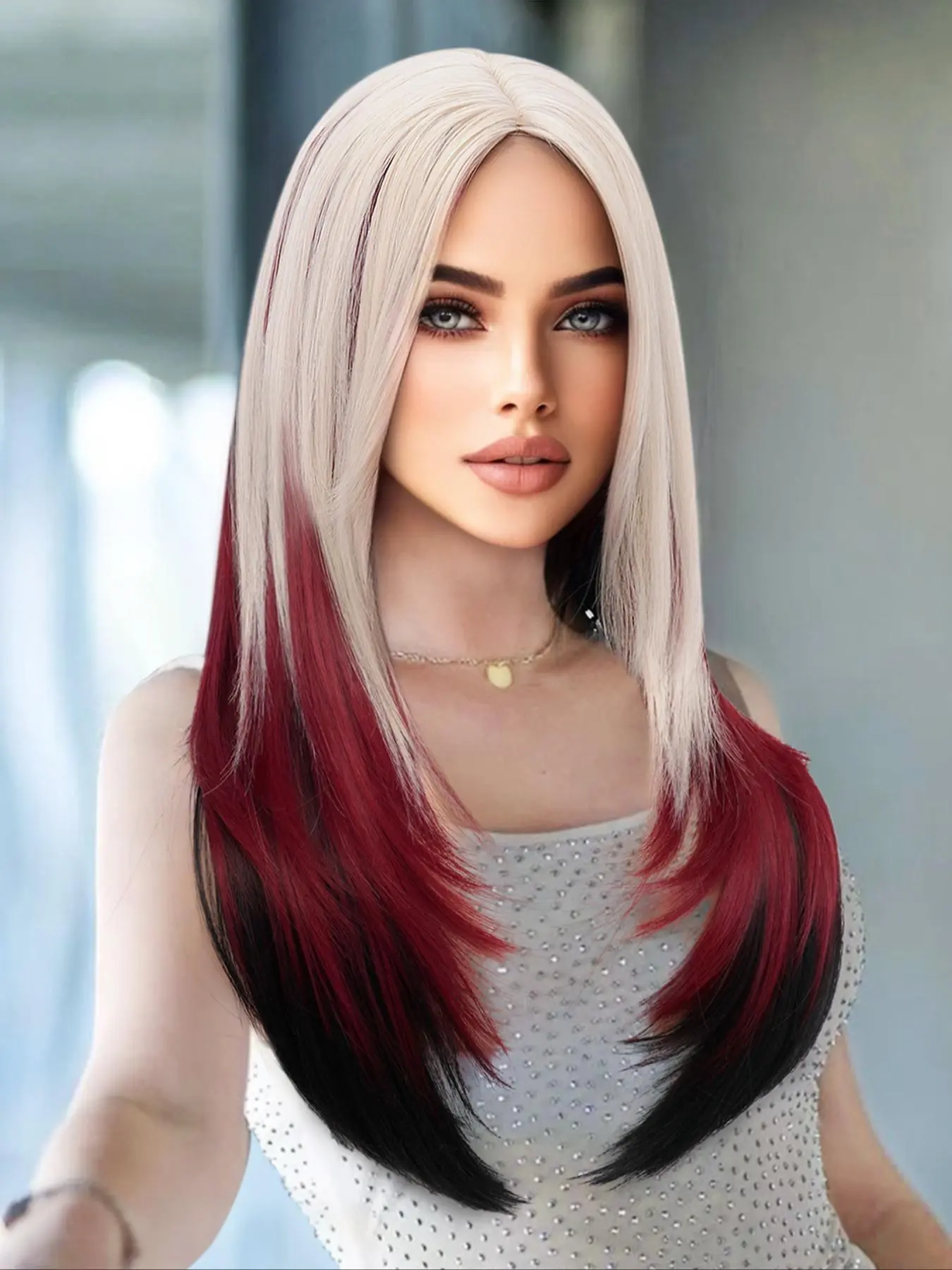 26 Inch Long Straight Layered Cut Wigs for Women, Gorgeous Fluffy Wigs without Bangs, Synthetic Wigs for Party, Daily Use
