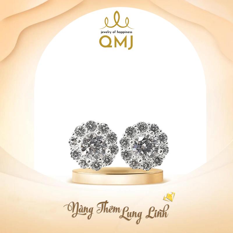 QMJ STORE GMV - KHUYÊN TAI NỮ HOA MAI bạc 925 cao cấp nạm đá Thụy Sĩ - hoa tai chốt đẩy thời trang phụ kiện trang sức