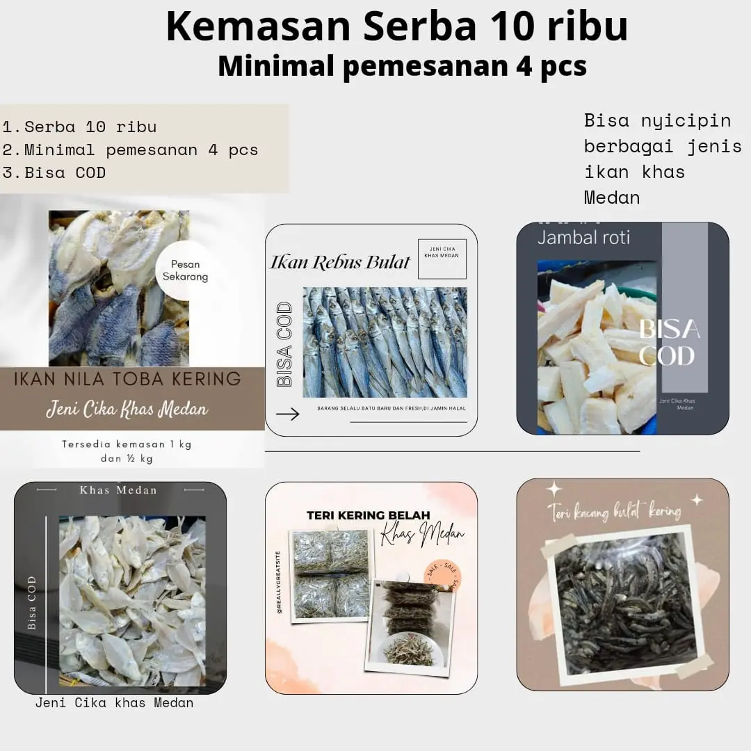 IKAN KHAS MEDAN KEMASAN SERBA 10 RIBU Cumi Udang Ebi