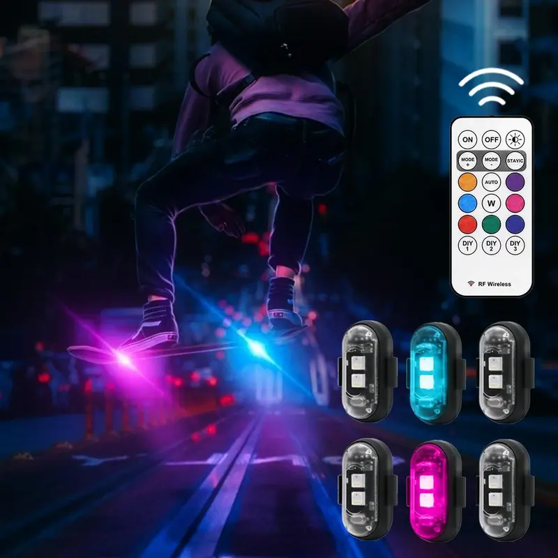 RGB Color Remote Control LED Decoration Light,1 Set USB Rechargeable LED Light, Waterproof Mini LED Light for Car, Motorcycle, Bike, SUV, Pickup 0
