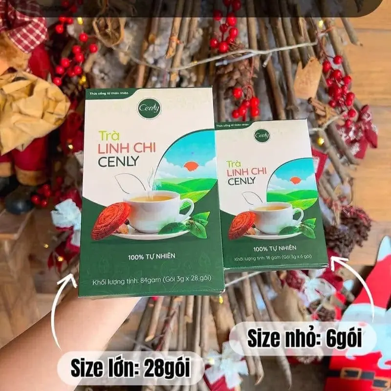 [New] Trà Linh Chi Cenly túi lọc - FULLSIZE Hộp 28 gói + Tặng 1son dưỡng môi SLIPSHE / hỗ trợ làm đẹp Thảo Tây Cenly 2
