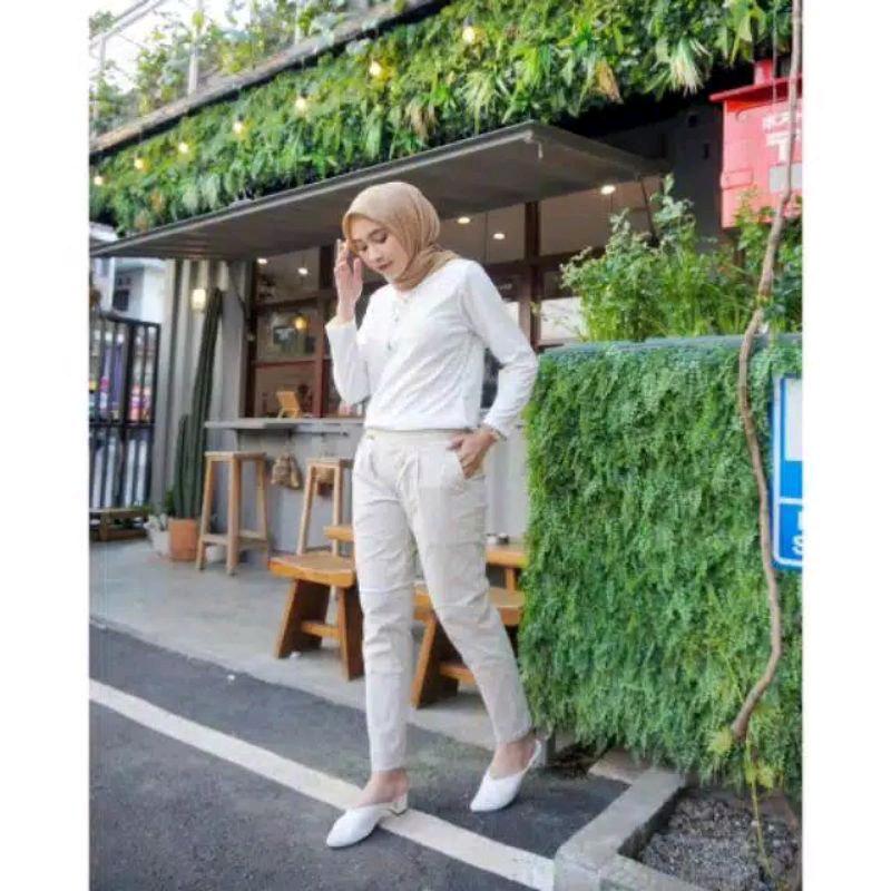 Celana Kerja Wanita Kantor Baggy Pants Panjang Slim Fit Korean Style/Baggy Pants Panjang American Drill Grade A 8