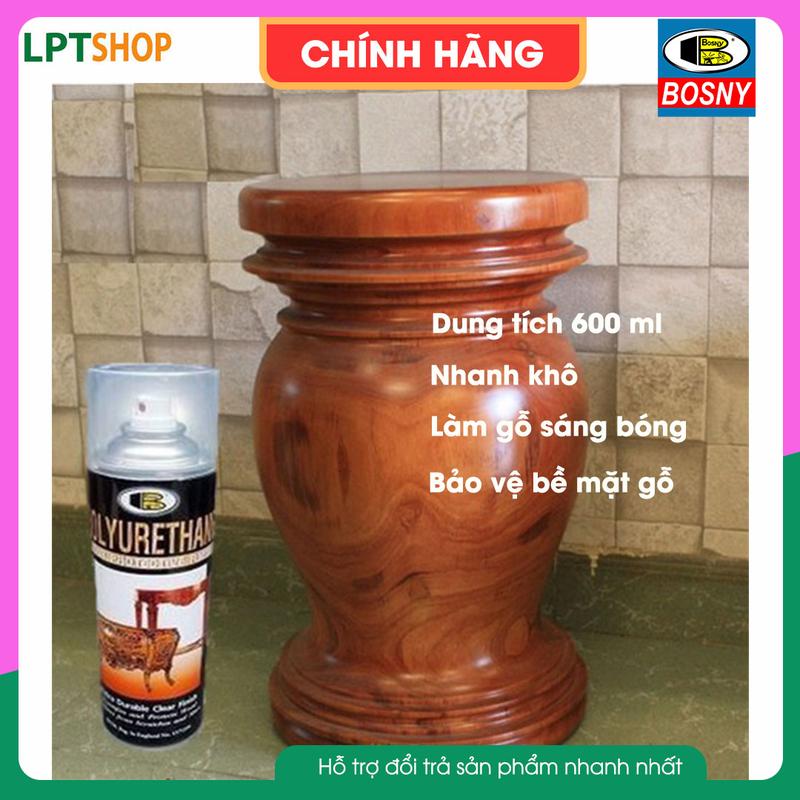 Sơn xịt bóng gỗ PU Polyurethane Bosny (600ml)