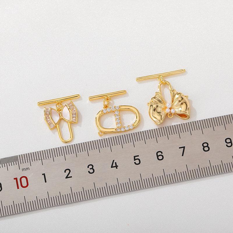 Product Introduction of OT buckle, beads, 18K, gold-plated, 2 sets, wholesale, DIY, ZF-88,color preservation, inlay, bow tie, handmade, bracelet, necklace, connecting buckle 9