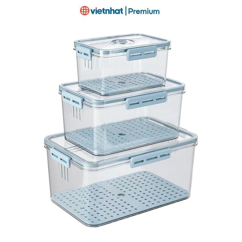 Product Introduction of Hộp đựng thực phẩm chữ nhật bộ 3 có nắp cài kín Hokori H6560 Nhựa Việt Nhật Premium 8