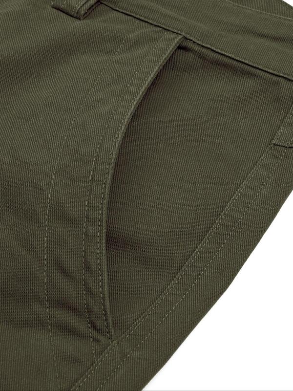 Men's Plain Pocket Button Fly Cargo Pants without Belt, Cargo Pants for Men, Casual Regular Fit Straight Leg Trousers for Fall Winter, Menswear, Comfy Bottoms, Men's Clothing,  Work Trousers Men 2