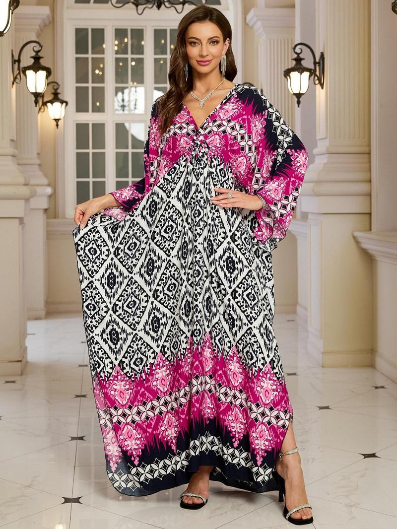 Product Introduction of Women's All Over Print   Kaftan Dress, Casual   Dress, Cozy Muumuu Dress, Beach Wear Clothes 9