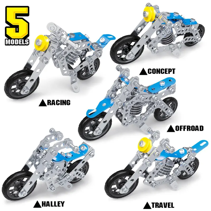 Children's Metal Assembly Motorbike Toys, 3D Alloy Street Motorcycle Model with Screw & Nut Building, Mechanical Fun for Kids, Christmas Gift 7